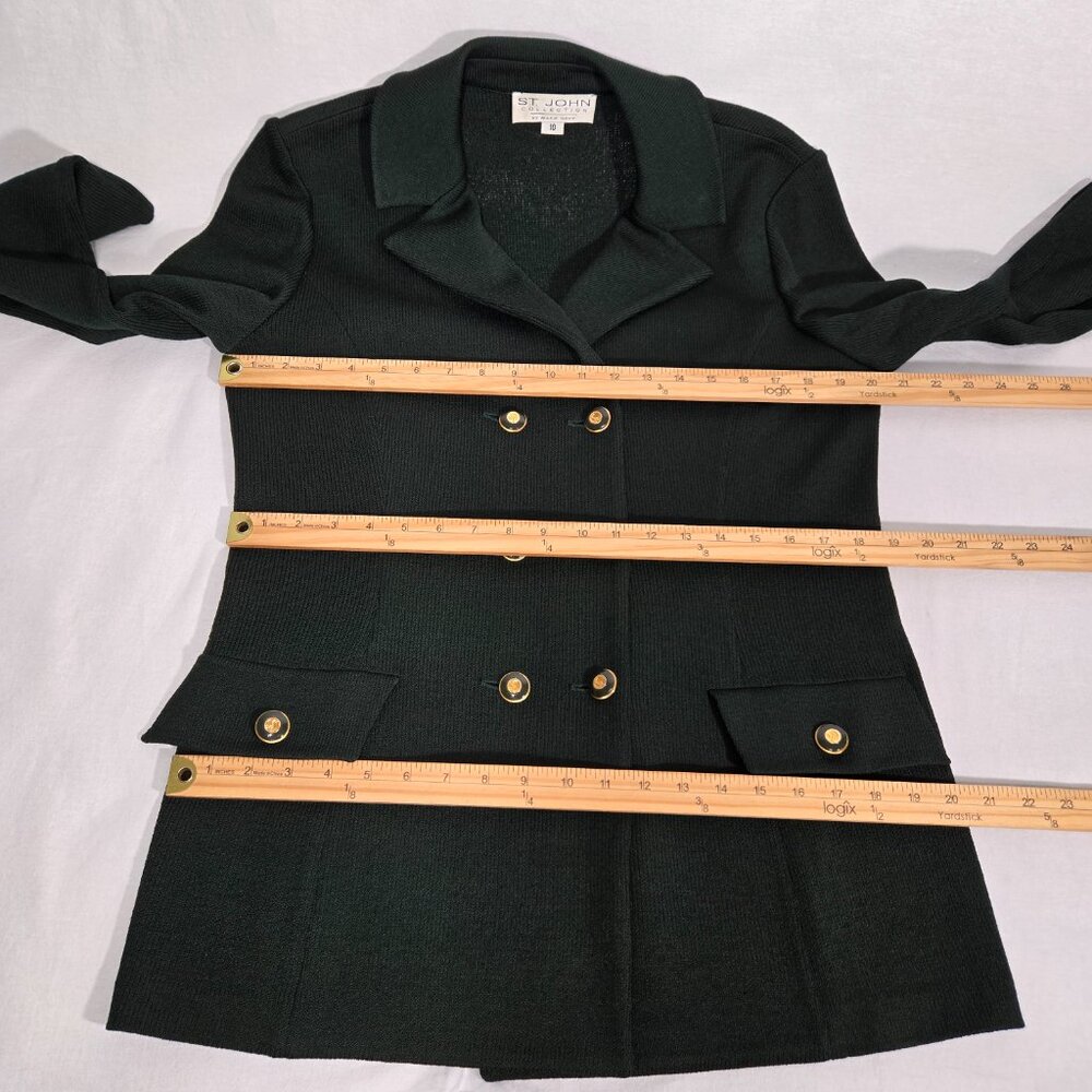 ST. JOHN Collection by Marie Gray Elite-Green Santana Knit Blazer Women Size 10. - Picture 16 of 17